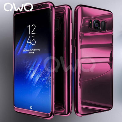 360 Degree Plating Mirror Cases For Samsung Galaxy S9 S8 S7 Edge Full Cover Protective For Samsung Note 9 8 S9 Plus Case Cover