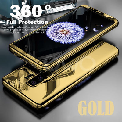 360 Degree Plating Mirror Cases For Samsung Galaxy S9 S8 S7 Edge Full Cover Protective For Samsung Note 9 8 S9 Plus Case Cover