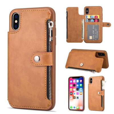 Retro Zipper Cases For iPhone 8 7 6S 6 Plus Case for iPhone X XS MAX XR Multi Card Holders leather Wallet Phone Cover