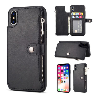 Retro Zipper Cases For iPhone 8 7 6S 6 Plus Case for iPhone X XS MAX XR Multi Card Holders leather Wallet Phone Cover